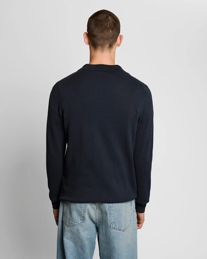 Lyle & Scott Herren-Baumwollpullover mit Polokragen | Dunkelblau