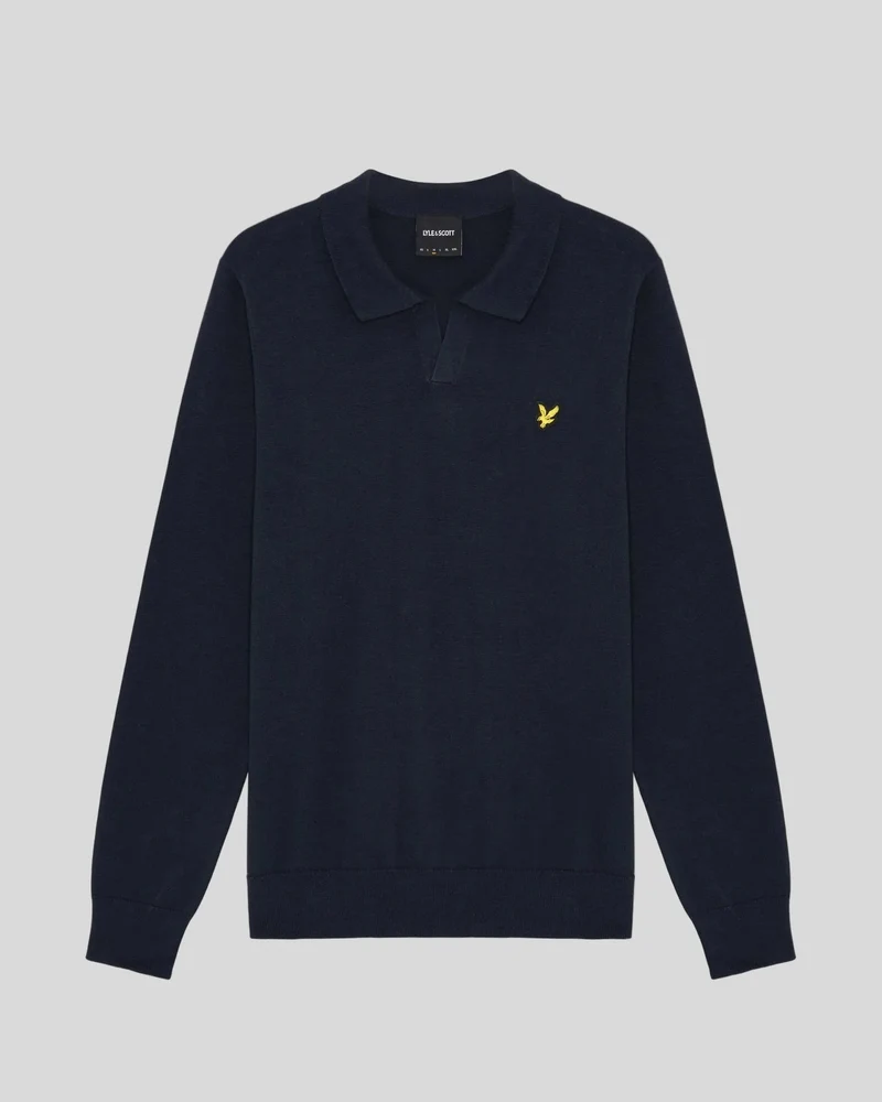 Lyle & Scott Herren-Baumwollpullover mit Polokragen | Dunkelblau