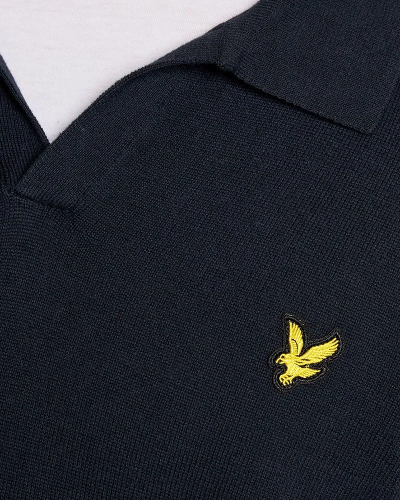 Lyle & Scott Herren-Baumwollpullover mit Polokragen | Dunkelblau