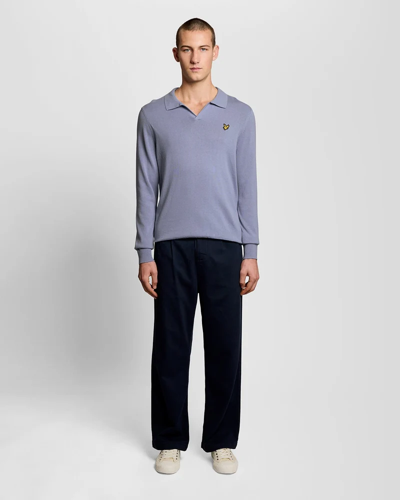 Lyle & Scott Herren-Baumwollpullover mit Polokragen | Bubble Blue