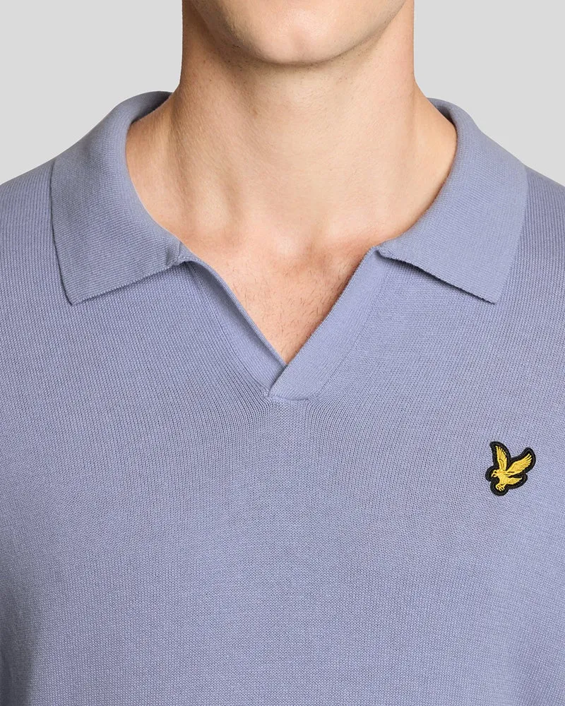 Lyle & Scott Herren-Baumwollpullover mit Polokragen | Bubble Blue