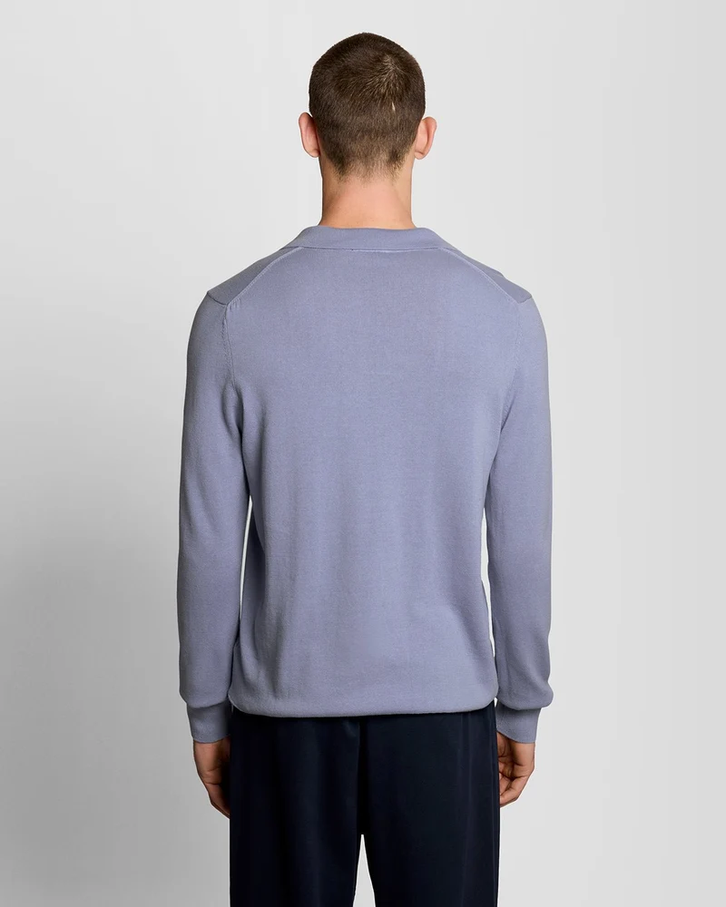 Lyle & Scott Herren-Baumwollpullover mit Polokragen | Bubble Blue