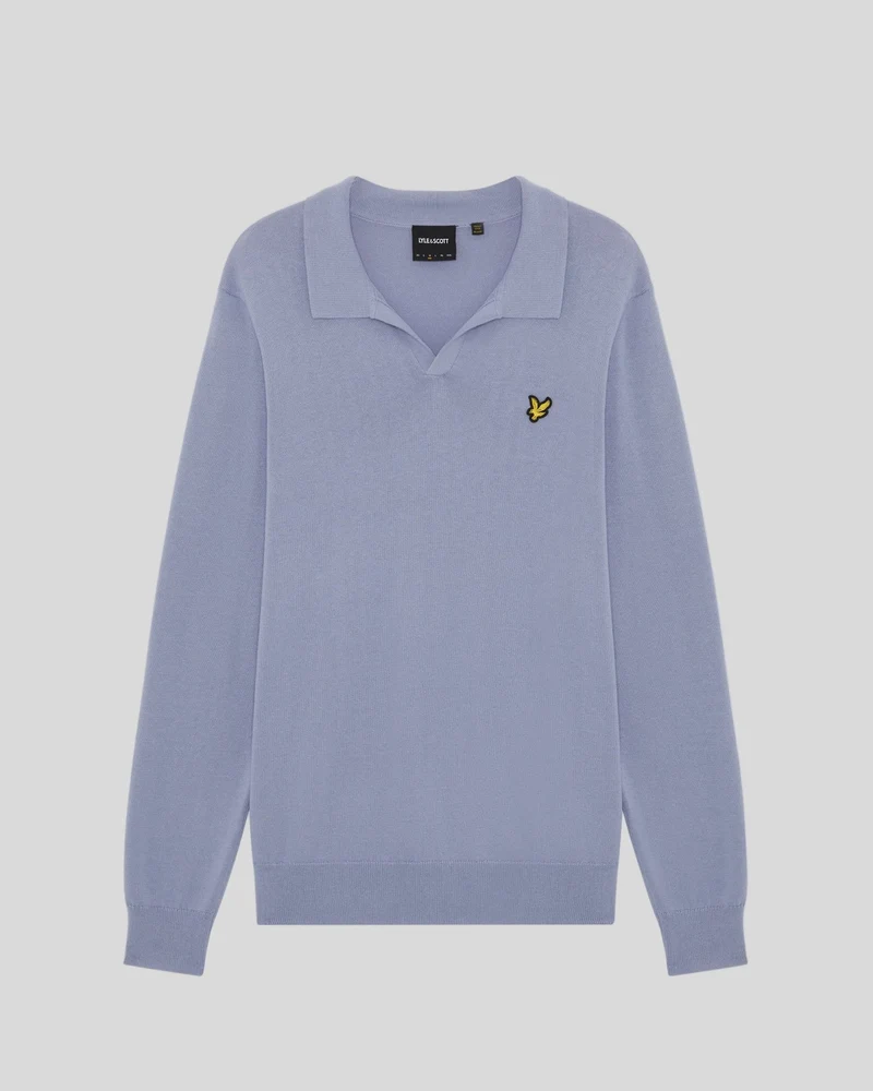 Lyle & Scott Herren-Baumwollpullover mit Polokragen | Bubble Blue