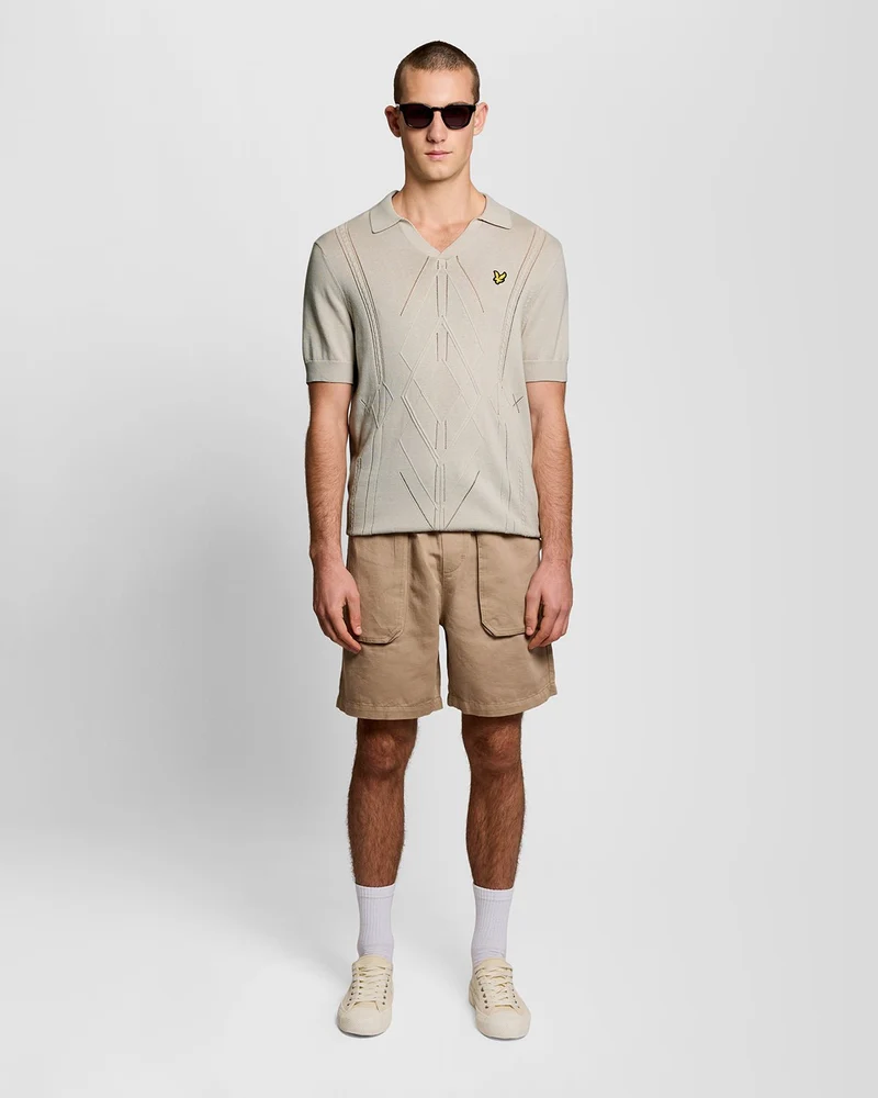 Lyle & Scott Herren-Polohemd mit offenem Kragen und Argyle-Strickmuster | Cove