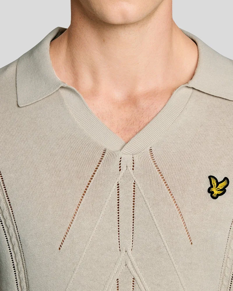 Lyle & Scott Herren-Polohemd mit offenem Kragen und Argyle-Strickmuster | Cove
