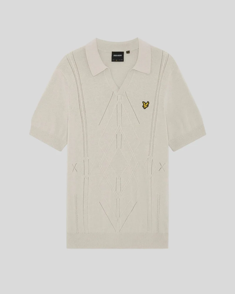 Lyle & Scott Herren-Polohemd mit offenem Kragen und Argyle-Strickmuster | Cove