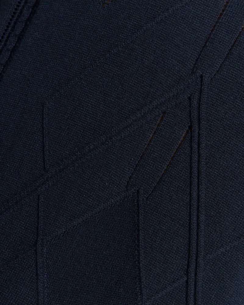 Lyle & Scott Herren-Poloshirt mit offenem Kragen und Argyle-Strickmuster | Dunkelblau