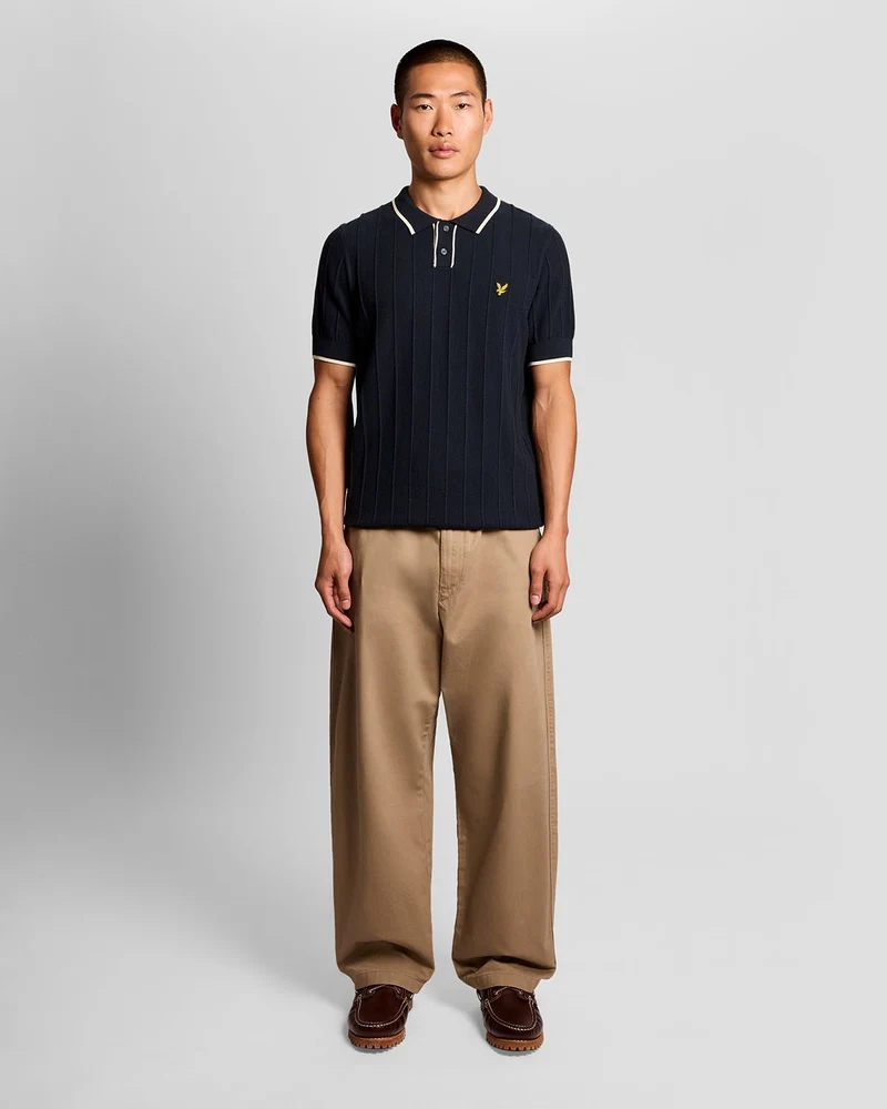 Lyle & Scott Herren-Poloshirt mit Piqué-Strickdetails | Dunkelblau