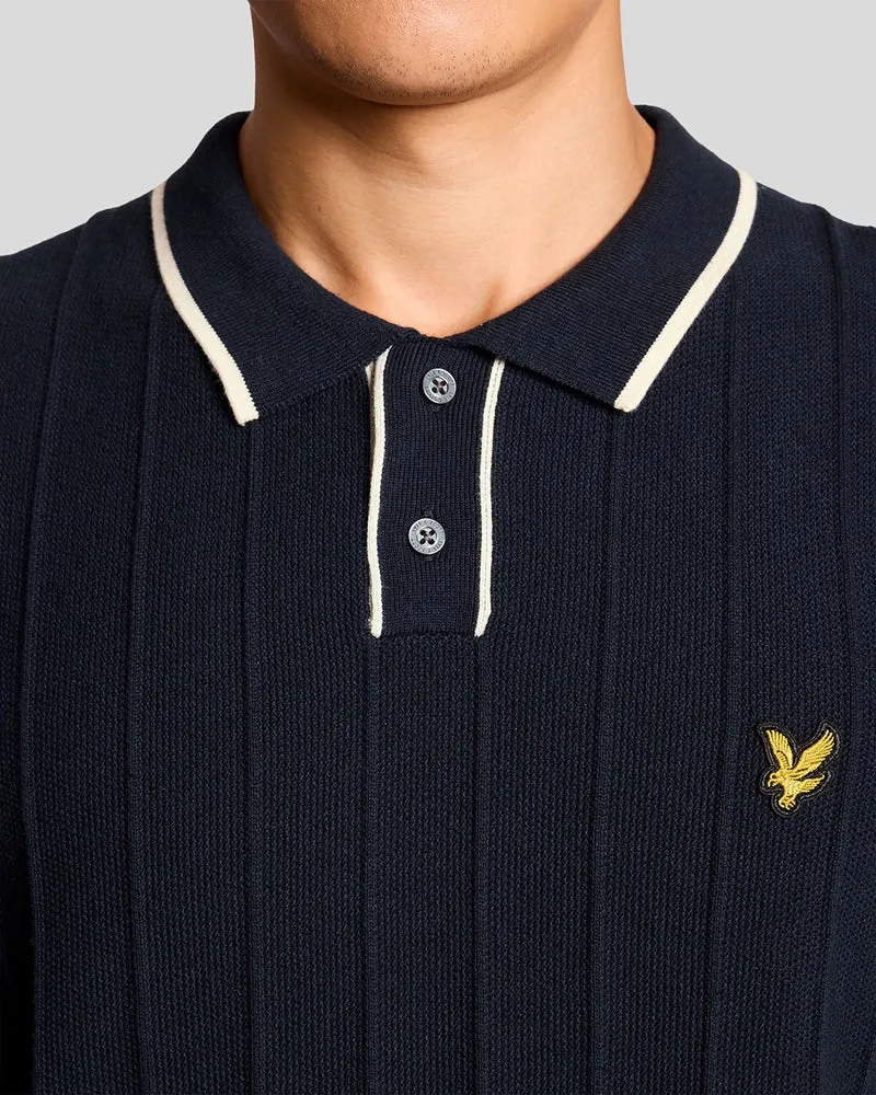 Lyle & Scott Herren-Poloshirt mit Piqué-Strickdetails | Dunkelblau