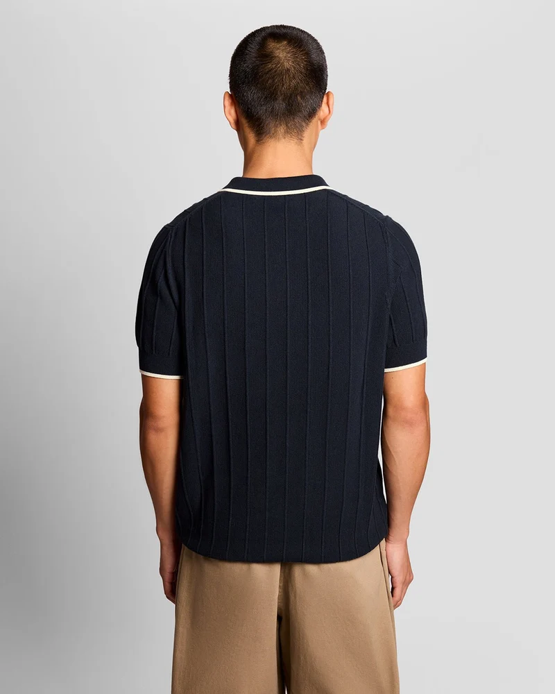 Lyle & Scott Herren-Poloshirt mit Piqué-Strickdetails | Dunkelblau