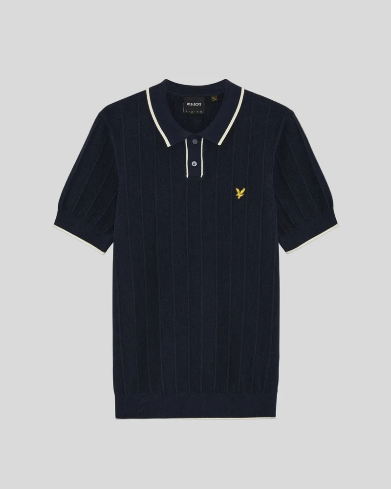 Lyle & Scott Herren-Poloshirt mit Piqué-Strickdetails | Dunkelblau