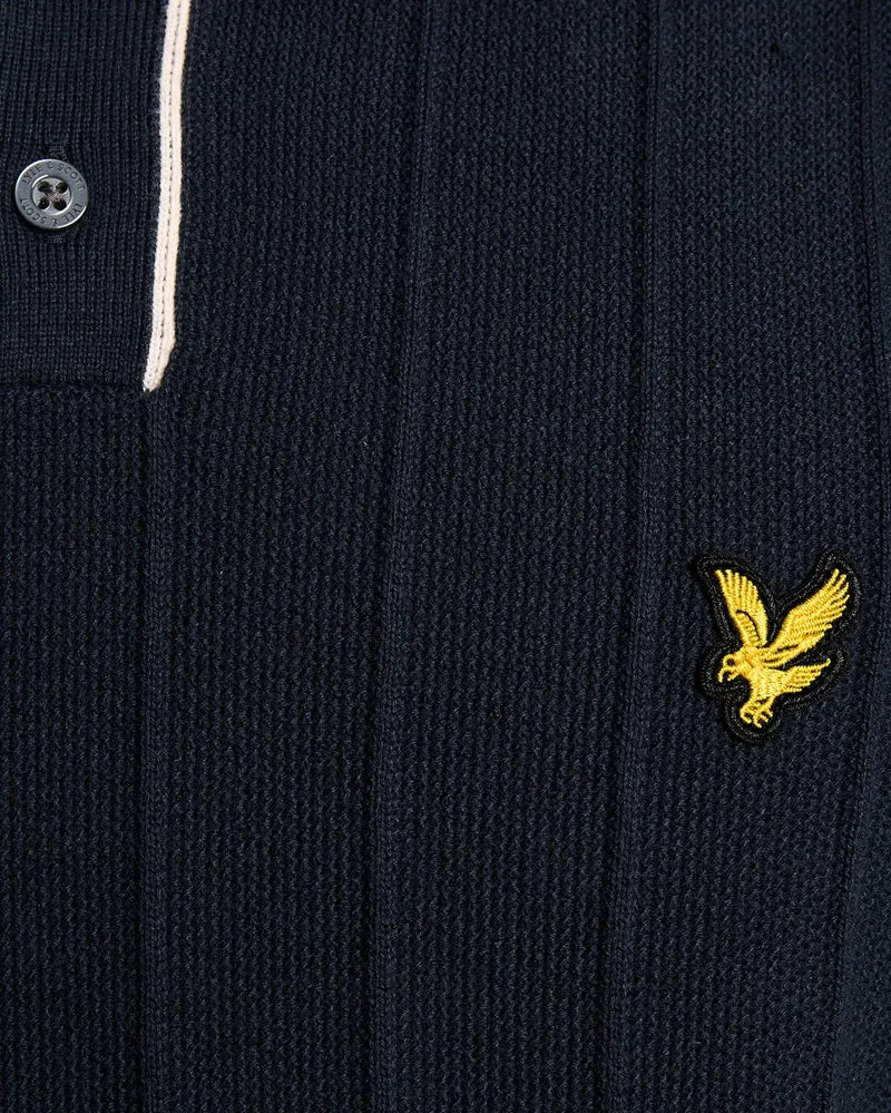Lyle & Scott Herren-Poloshirt mit Piqué-Strickdetails | Dunkelblau