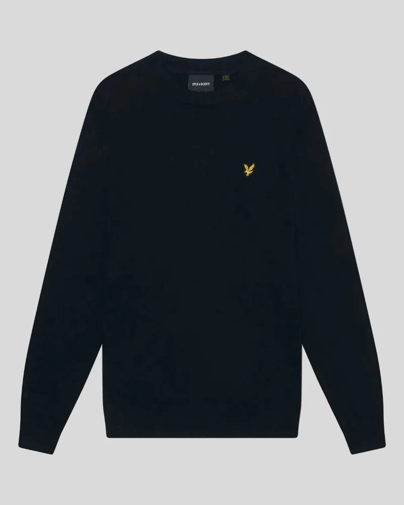 Lyle & Scott Herren-Pullover aus Baumwollmerino mit Rundhalsausschnitt | Dunkelblau