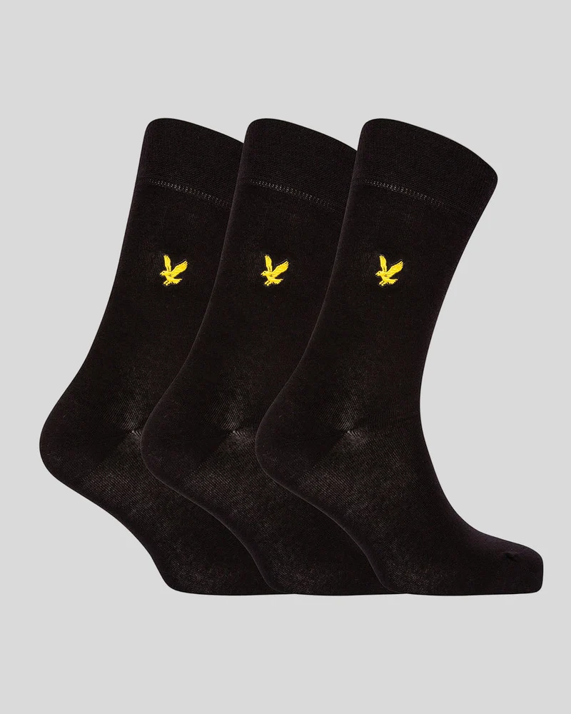 Lyle & Scott Herren-Angus-Socken | 3er-Pack | Schwarz