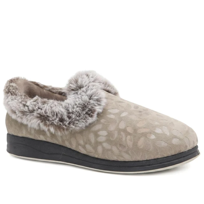 Wide Fit Hands Free Luxury Memory Foam Slippers - QING44000 / 329 841 - Natural