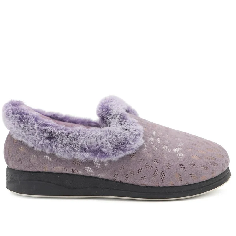 Wide Fit Hands Free Luxury Memory Foam Slippers - QING44000 / 329 841 - Lilac
