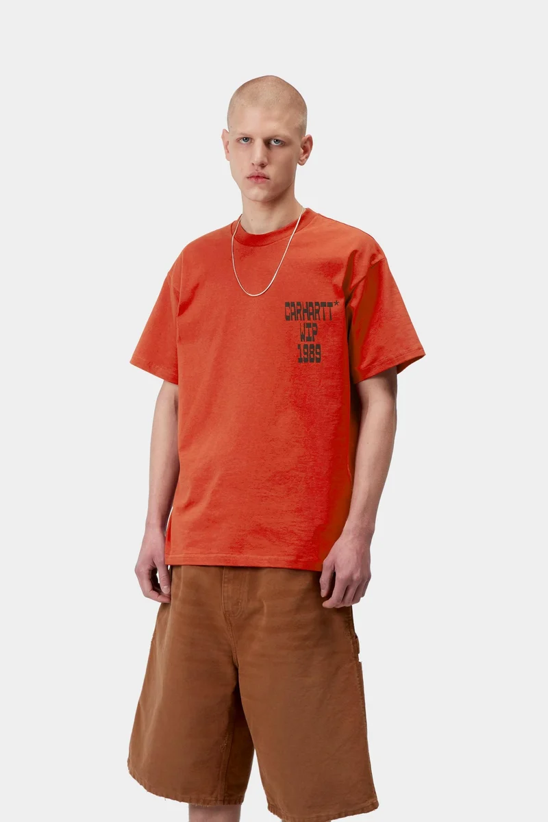 Carhartt WIP Herren-T-Shirt mit Blockmotiv | Oxidrot