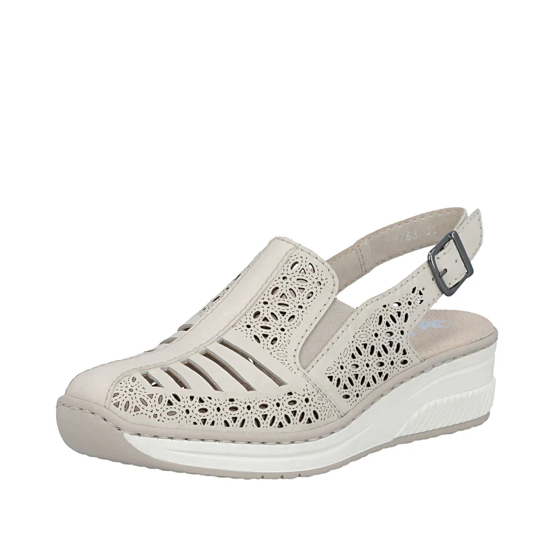 Rieker Damen-Sandalen mit Keilabsatz und Fersenriemen | Beige