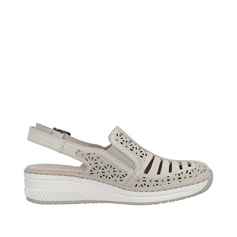 Rieker Damen-Sandalen mit Keilabsatz und Fersenriemen | Beige