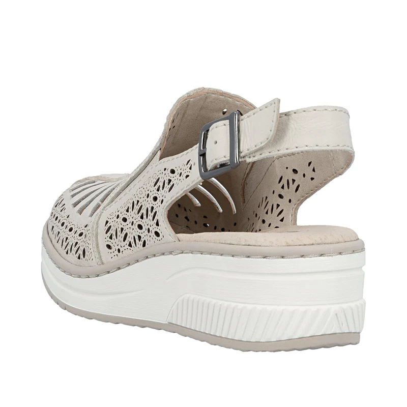 Rieker Damen-Sandalen mit Keilabsatz und Fersenriemen | Beige