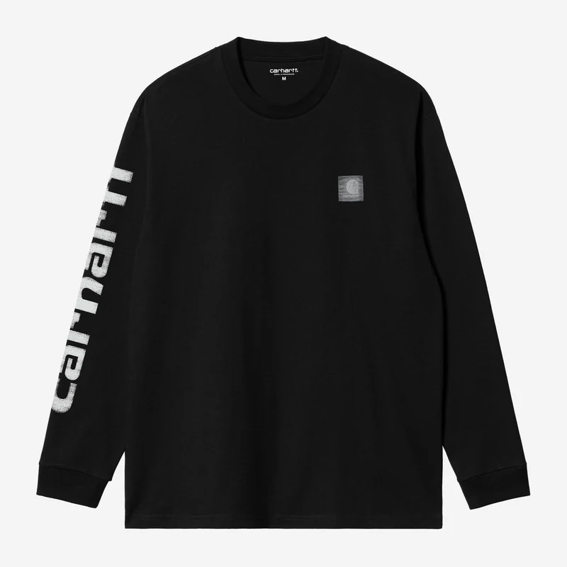 Carhartt WIP Herren-Langarmshirt mit Archiv-Schriftzug | Schwarz