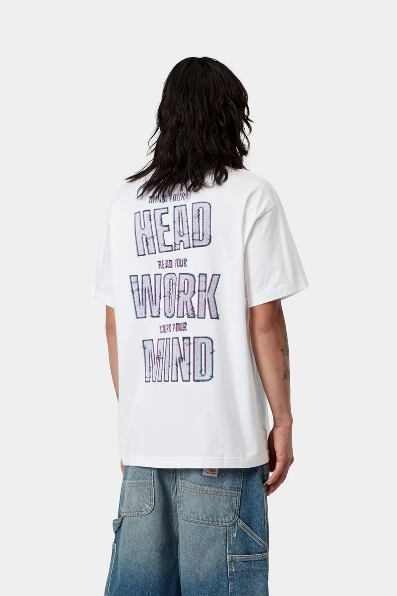 Carhartt WIP Herren-T-Shirt „Achtung Kopf“ | Weiß