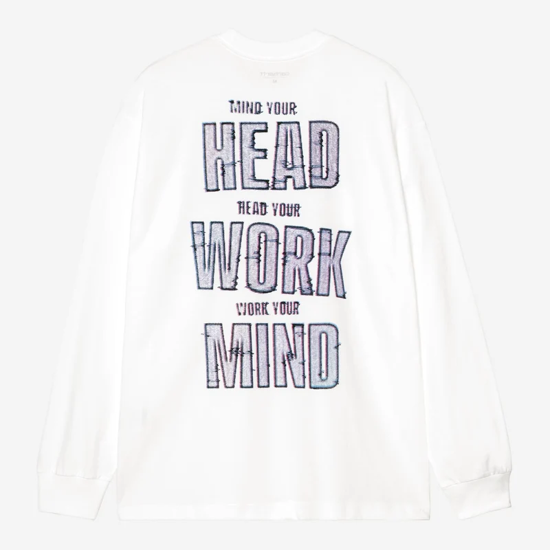 Carhartt WIP Herren Langarmshirt „Mind Your Head“ | Weiß