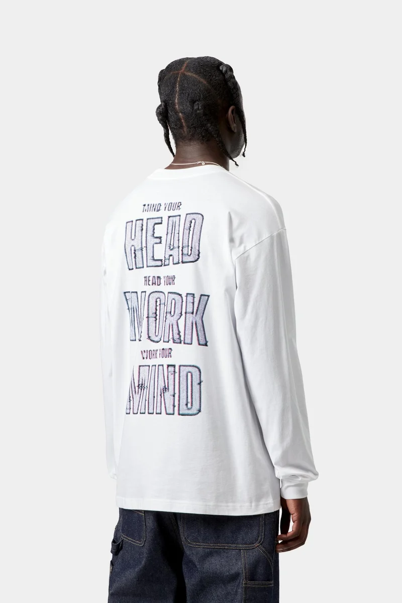 Carhartt WIP Herren Langarmshirt „Mind Your Head“ | Weiß