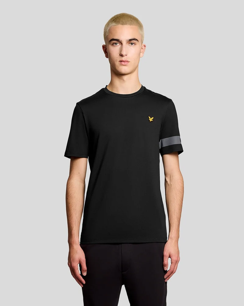 Lyle & Scott Herren-Sport-T-Shirt mit Ärmeldetails | Tiefschwarz