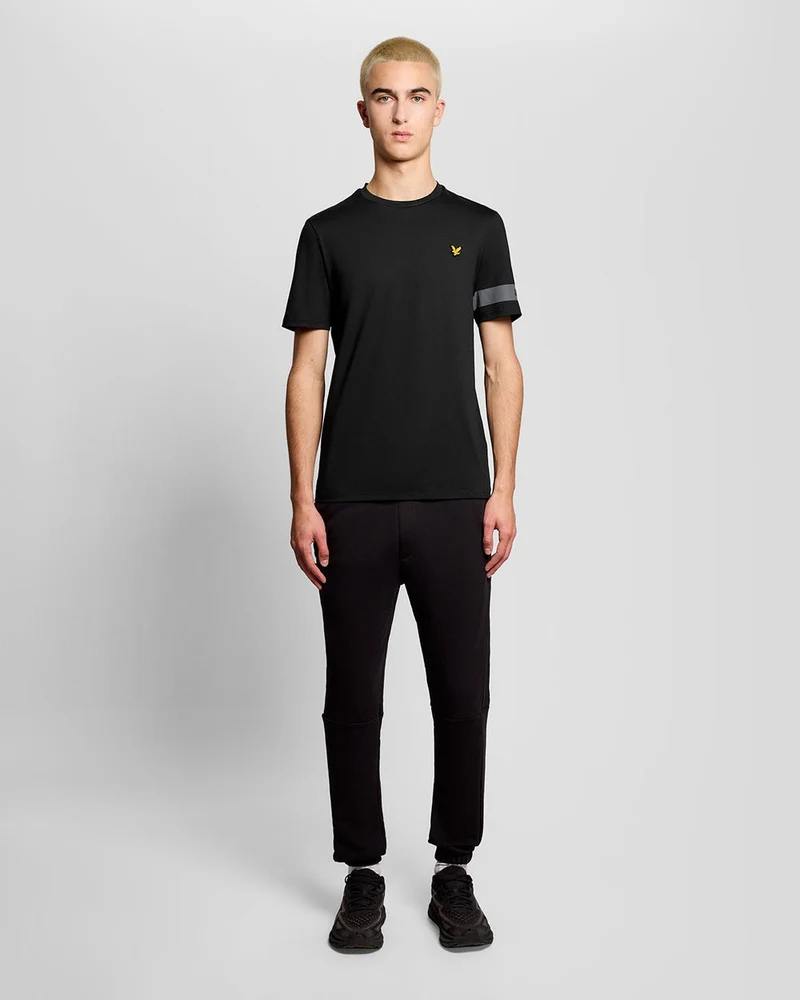 Lyle & Scott Herren-Sport-T-Shirt mit Ärmeldetails | Tiefschwarz
