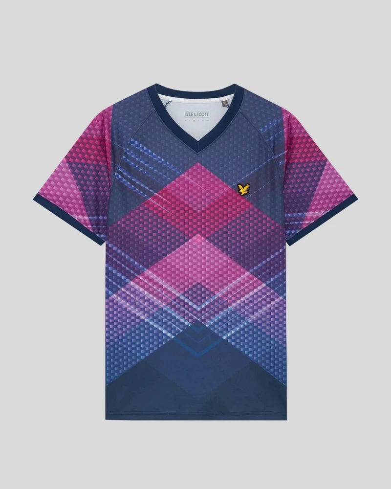 Lyle & Scott Herren Sport Chevron FootBall-T-Shirt | Marineblaue Pfingstrose