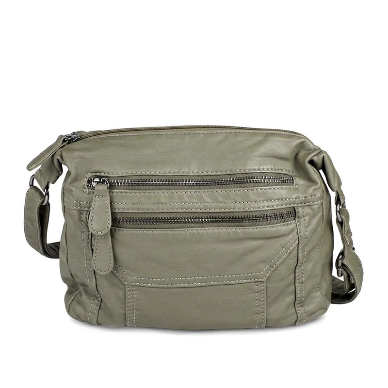 Zip-Close Shoulder Bag - WAHT40007 / 325 839 - Olive
