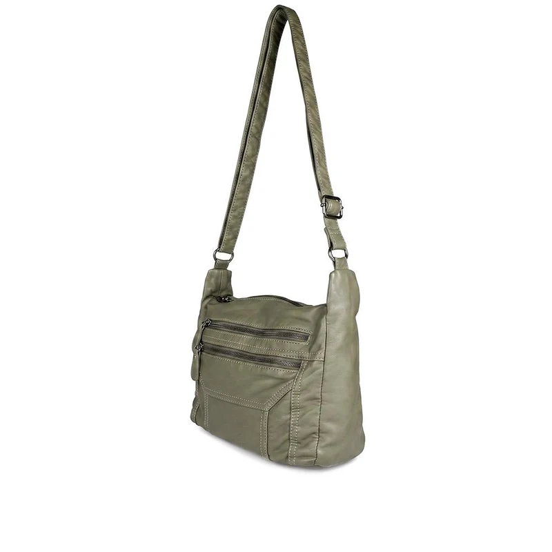 Zip-Close Shoulder Bag - WAHT40007 / 325 839 - Olive