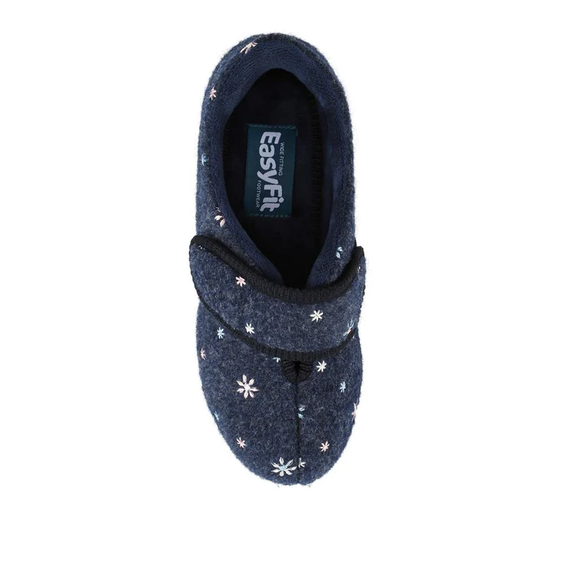 Easy Step In Extra Wide Adjustable Fasten Slippers - BRIDIE / 327 959 - Navy