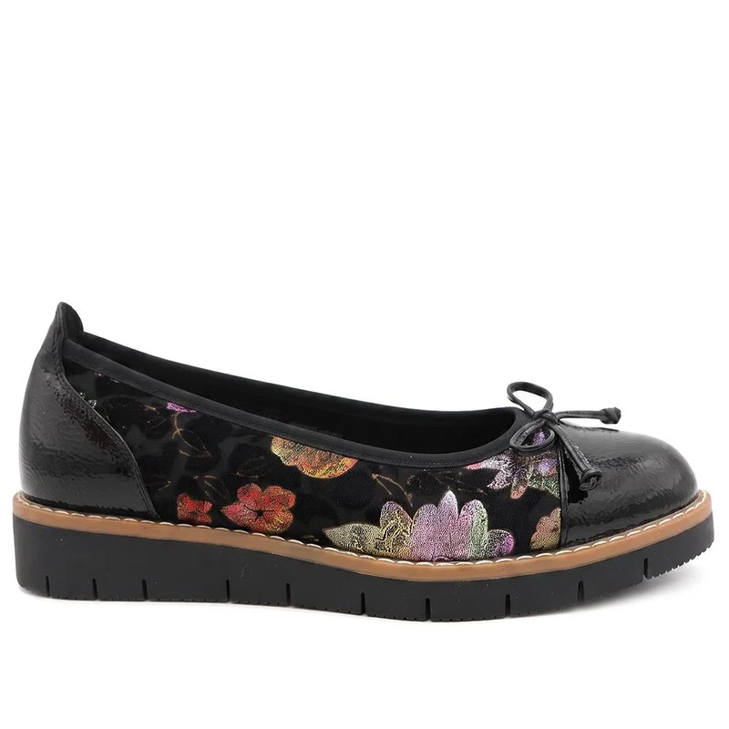 Wide Fit Bow-Detailed Pumps - WBINS40245 / 326 526 - Black Multi Floral
