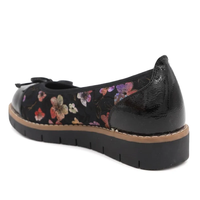 Wide Fit Bow-Detailed Pumps - WBINS40245 / 326 526 - Black Multi Floral