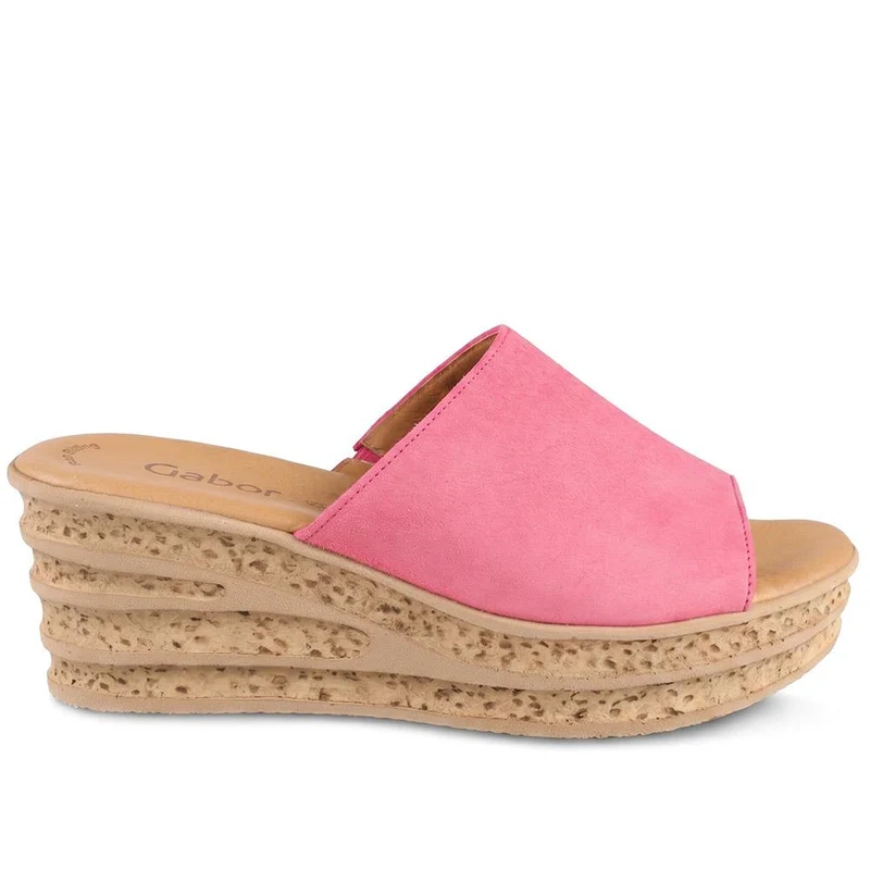 Gabor Leather Wedge Heel Mule Sandals - GABC44508 / 330 263 - Fuchsia