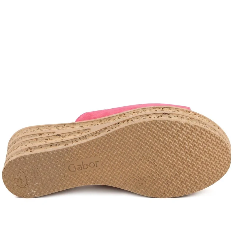 Gabor Leather Wedge Heel Mule Sandals - GABC44508 / 330 263 - Fuchsia