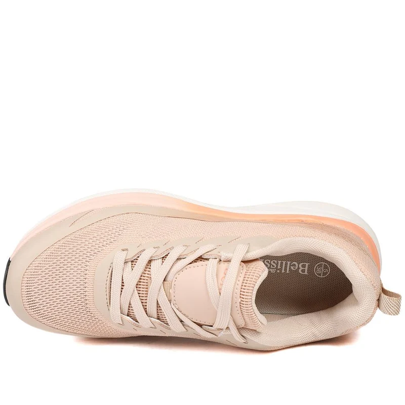 Bellissimo Memory Foam Lace Up Trainers - BELSUNCH43001 / 329 309 - Beige