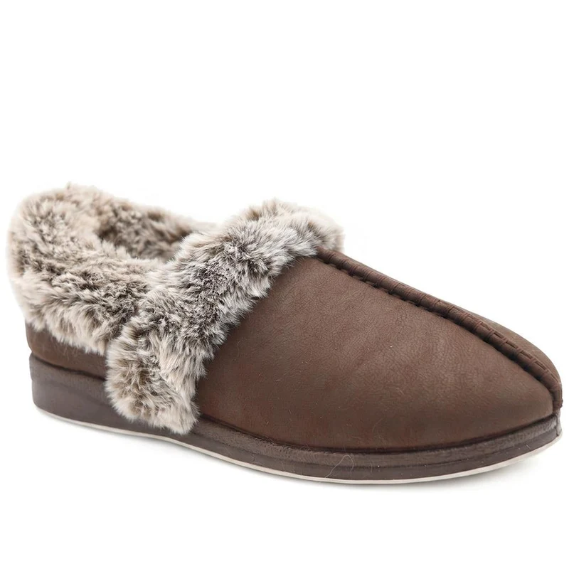 Wide Fit Fur Lined Full Slippers - QING44003 / 329 843