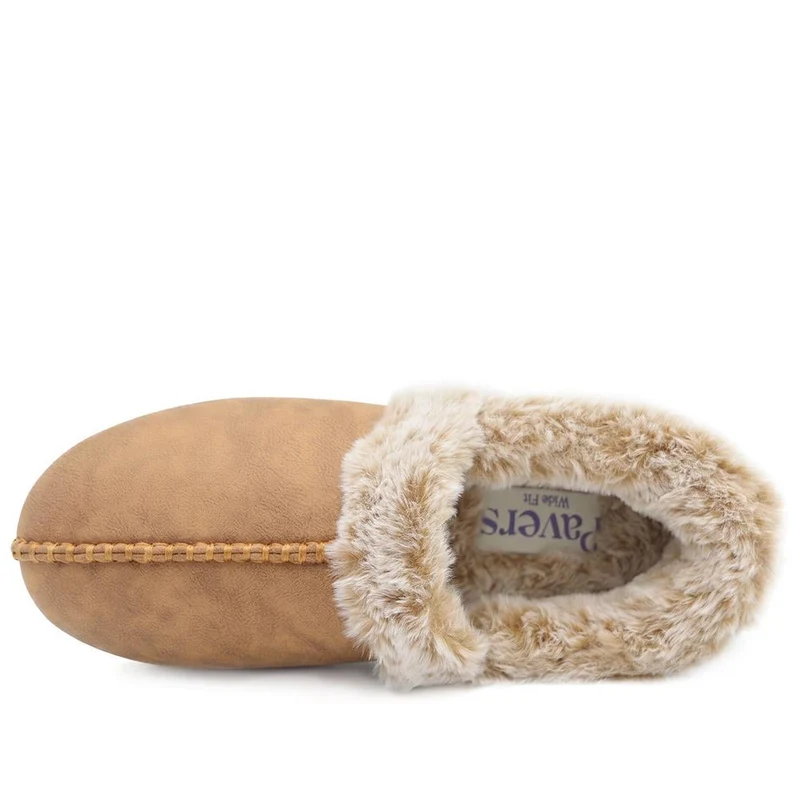 Wide Fit Hands Free Fur Lined Full Slippers - QING44003 / 329 843 - Chestnut