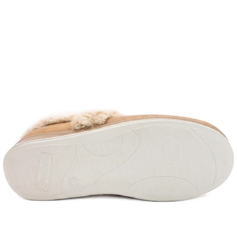 Wide Fit Hands Free Fur Lined Full Slippers - QING44003 / 329 843 - Chestnut