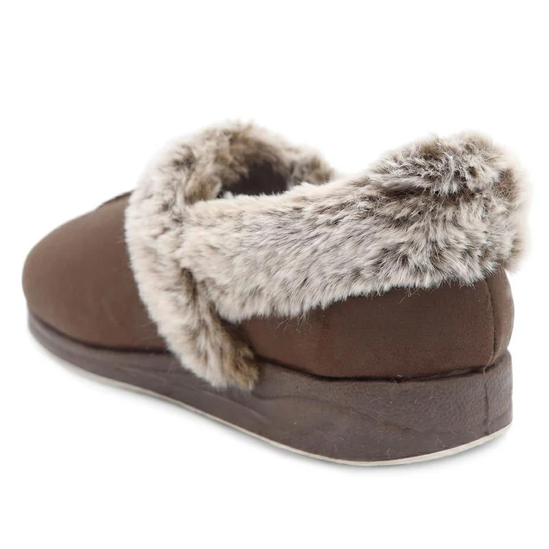 Wide Fit Hands Free Fur Lined Full Slippers - QING44003 / 329 843 - Chocolate