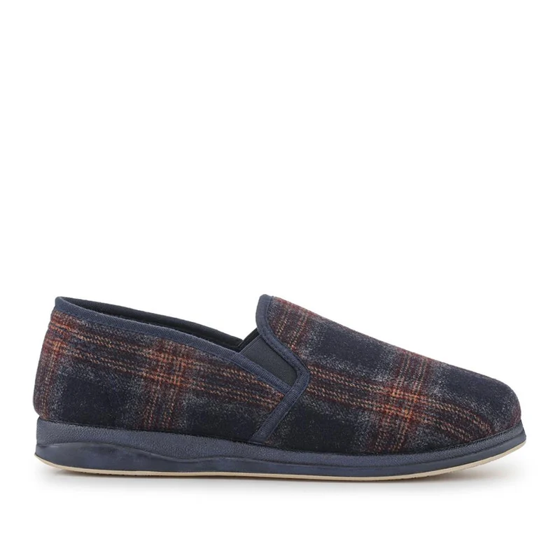 Wide Fit Memory Foam Slippers - QING42012 / 327 973 - Navy