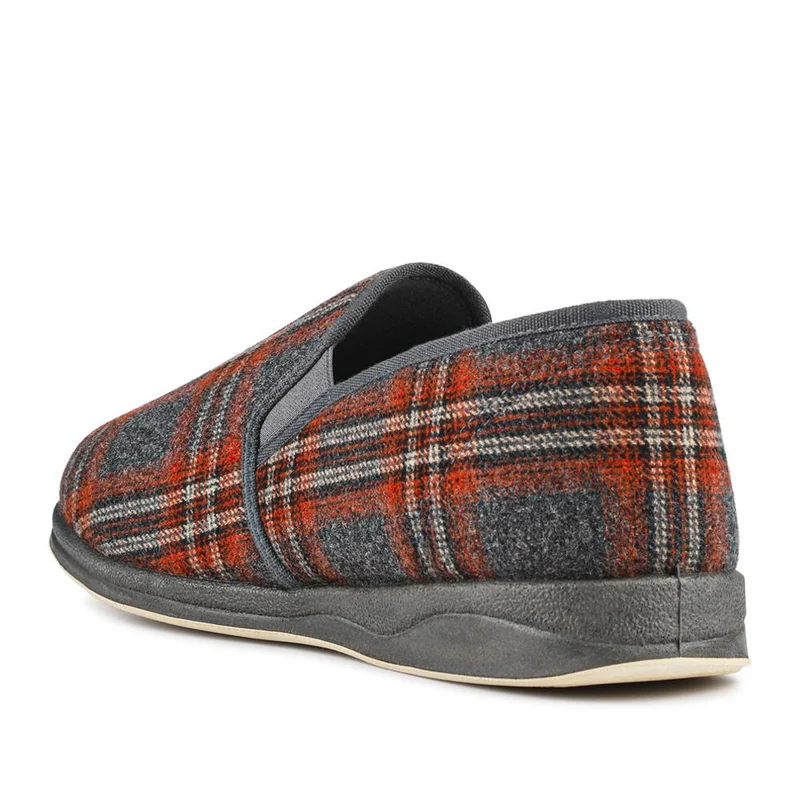 Wide Fit Memory Foam Slippers - QING42012 / 327 973 - Grey-Red