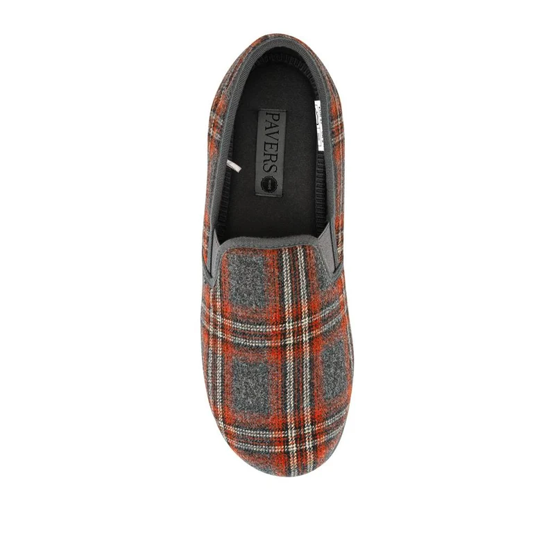 Wide Fit Memory Foam Slippers - QING42012 / 327 973 - Grey-Red
