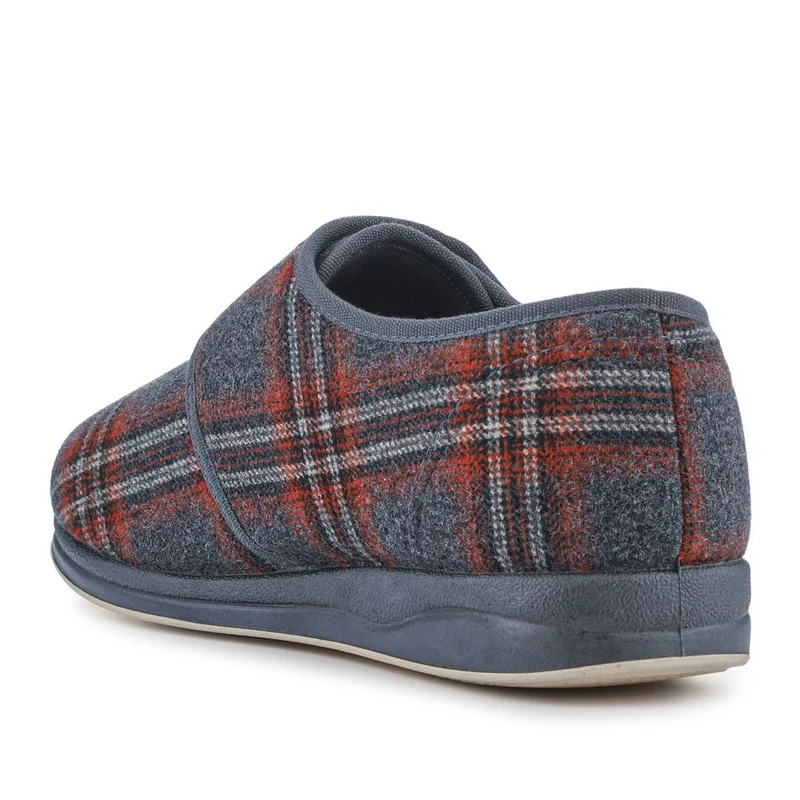 Wide Fit Wool Slippers - QING42013 / 327 974 - Grey-Red