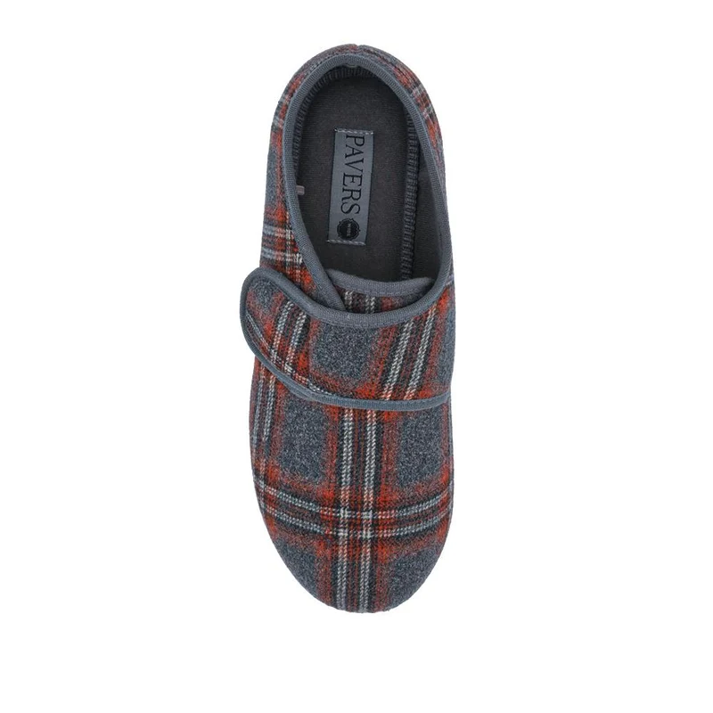 Wide Fit Wool Slippers - QING42013 / 327 974 - Grey-Red
