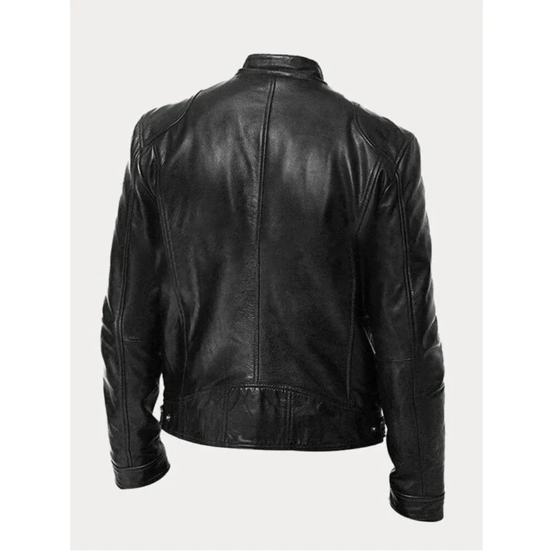 Michel | Herren Slim Fit Biker Jacke aus Kunstleder