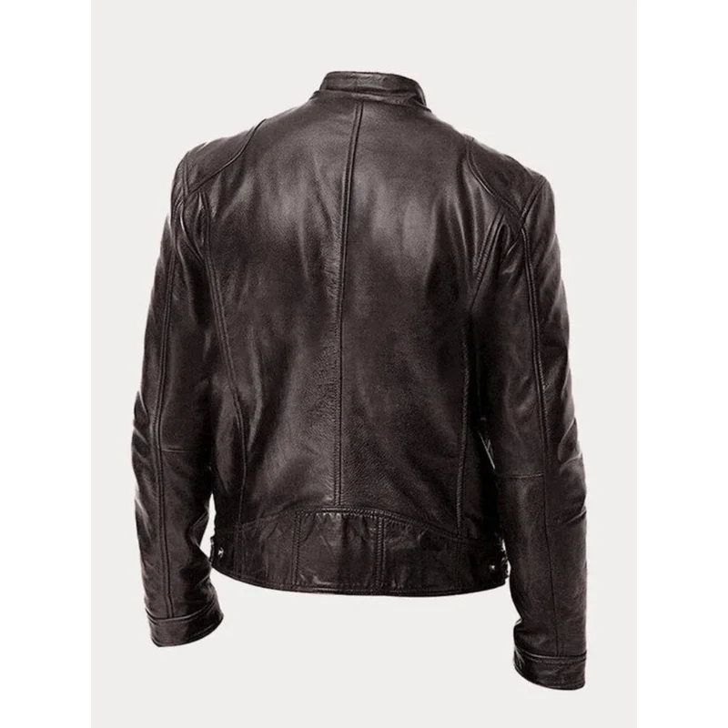 Michel | Herren Slim Fit Biker Jacke aus Kunstleder